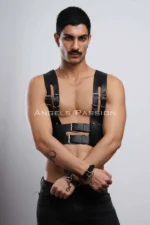 Kelepçeli Siyah Deri Erkek Harness SHM118 - Image 6