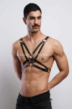 Siyah Elastik Şeritli Erkek Göğüs Harness Tişört Aksesuarı SHM104 - Image 6