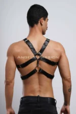 Siyah Deri Erkek Göğüs Harness Aksesuar SHM103 - Image 8