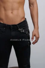 Siyah Deri Halkalı Erkek Pantolon Bacak Harness SHM51 - Image 2