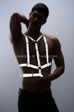 Gümüş Reflektörlü Tokalı Erkek Göğüs Harness Vücut Aksesuarı SHM40 - Image 6