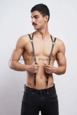 Baklava Desenli Deri Sırt Detaylı Erkek Harness SHM10 - Image 3