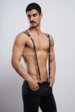 Baklava Desenli Deri Sırt Detaylı Erkek Harness SHM10 - Image 5