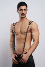 Baklava Desenli Deri Sırt Detaylı Erkek Harness SHM10 - Image 6