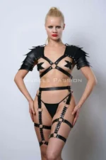 Women's Viking Warrior Costume, Leather Warrior Women's Harness Set - SH1345 - Image 4