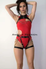 Dancer Costume, Sexy Leather Dancer Costume, Custom Made Dance Costume - SH1369 - Image 4