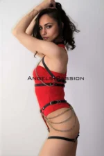 Chain Dancer Costume, Sexy Leather Dancer Harness Set - SH1084 - Image 6