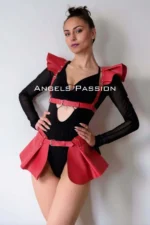 Harness Detaylı Siyah Deri Mini Etek SH1001 - Image 2