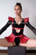 Harness Detaylı Siyah Deri Mini Etek SH1001 - Image 6