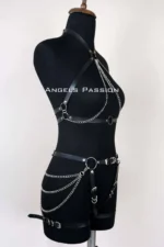 Leather Body Harness, Women's Leather Fantasy Lingerie - SH1084 - Image 3