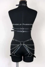 Leather Body Harness, Women's Leather Fantasy Lingerie - SH1084 - Image 4