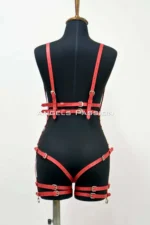 Kırmızı Deri Halka Detaylı Bacak Bantlı Body Harness SH502 - Image 6