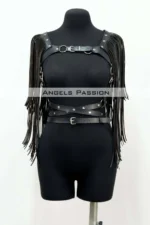 Tassel Detail Leather Chest Harness, Leather Harness Tassel Jacket - SH999 - Image 7