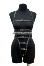 Siyah Deri Çoklu Tokalı Body Harness SH790 - Image 5