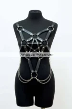 Stylish Leather Chest Harness with Chain Detail, Bustier Harness, Leather Chest Harness - SH1399 - Image 8