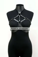 Exposed Bust Leather Fantasy Lingerie, Leather Breast Harness - SH1237 - Image 8