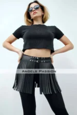 Püsküllü Deri Mini Etek 37 cm SH1400 - Image 3