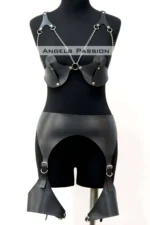 Erotic Leather Garter Harness Set, Women's Fantasy Lingerie - SH1220 - Image 6