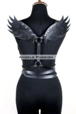 Elegant Chest Harness with Winged Details, Leather Belt with Winged Details - SH1097 - Image 5