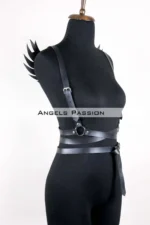 Elegant Chest Harness with Winged Details, Leather Belt with Winged Details - SH1097 - Image 6