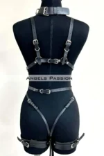 Stylish Leather Harness with Collar and Chain Detail, Leather Fancy Wear - SH1225 - Image 5