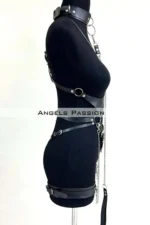 Stylish Leather Harness with Collar and Chain Detail, Leather Fancy Wear - SH1225 - Image 4