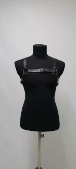 Siyah Deri Halka Detaylı Erkek Göğüs Harness SHM232