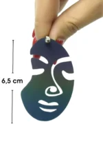 Gökkuşağı Reflektörlü Soyut Kadın Yüzü Lazer Kesim Küpe APBJ005 - Image 3