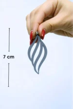 Beyaz Reflektörlü Lazer Kesim Dalgalı Küpe APBJ006 - Image 2