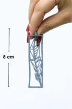 Beyaz Reflektörlü Tüy Desenli Dikdörtgen Lazer Kesim Küpe APBJ025 - Image 2