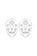 Siyah Lazer Kesim Deri Kuru Kafa Gotik Küpe APBJ018 - Image 3