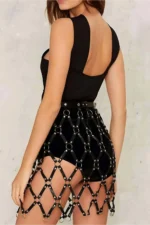 Kare Detaylı Deri Harness Etek SH694 - Image 2