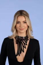 Siyah Lazer Kesim Kanat Detaylı Deri Choker Kolye SH1418