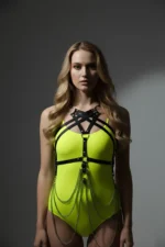 Chain Detail Leather Chest Harness, Leather Fancy Clothing, Dress Accessory - SH11 - Image 3