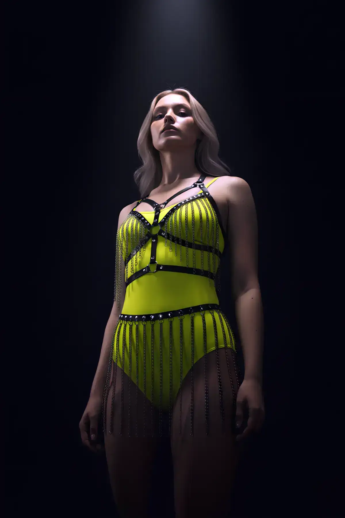 Chain Harness Set, Leather Chain Skirt Set - SH496