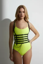 Chain Detail 5-Row Leather Belt, Leather Corset Belt - SH626