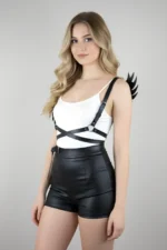 Elegant Chest Harness with Winged Details, Leather Belt with Winged Details - SH1097 - Image 2
