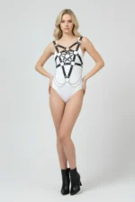 Stylish Leather Chest Harness with Chain Detail, Bustier Harness, Leather Chest Harness - SH1399 - Image 3