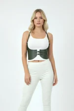 Khaki Color Thick Women's Belt, Leather Belt Harness - SH605 - Image 2