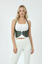Khaki Color Thick Women's Belt, Leather Belt Harness - SH605 - Image 4