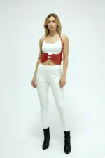 Red Thick Women's Belt, Dress Belt, Stylish Leather Belt, Leather Belt Harness - SH605 - Image 5