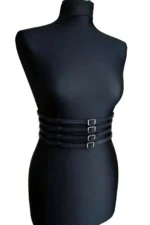 Siyah Deri Dört Sıralı Tokalı Kadın Bel Kemeri SH910