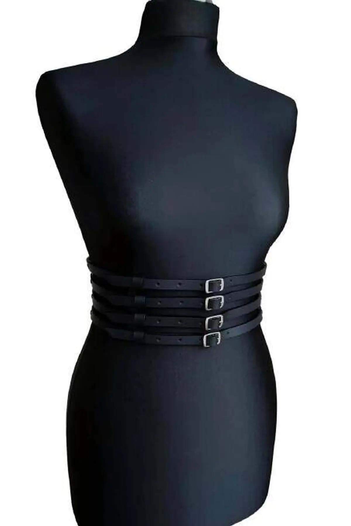 132851.webp Siyah Deri Dört Sıralı Tokalı Kadın Bel Kemeri SH910 - Image 1