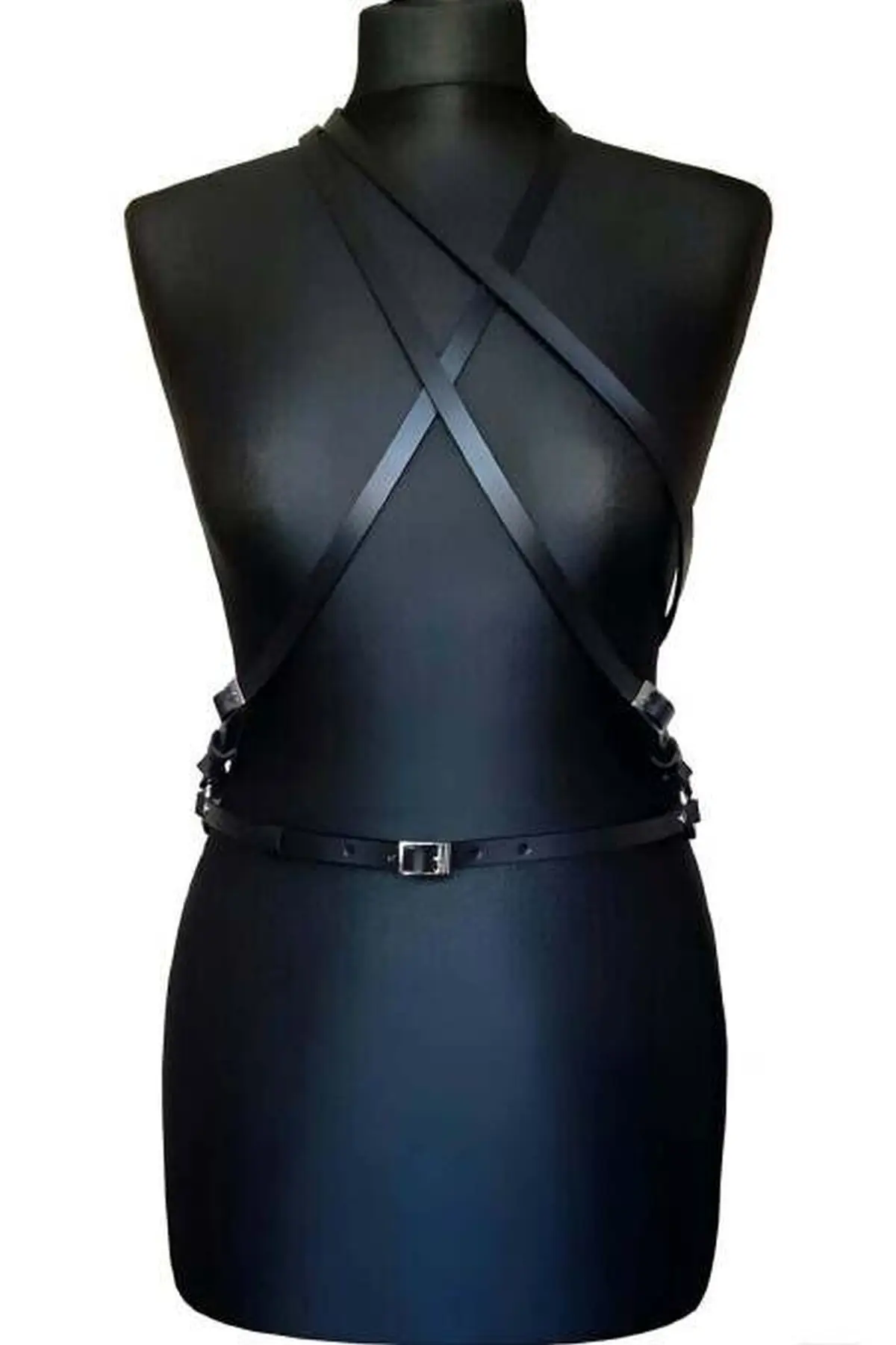 Siyah Deri Çapraz Askılı Göğüs Harness Vücut Aksesuarı SH919