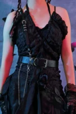 Siyah Deri Tek Omuz Askılı Zincir Detaylı Harness SH939