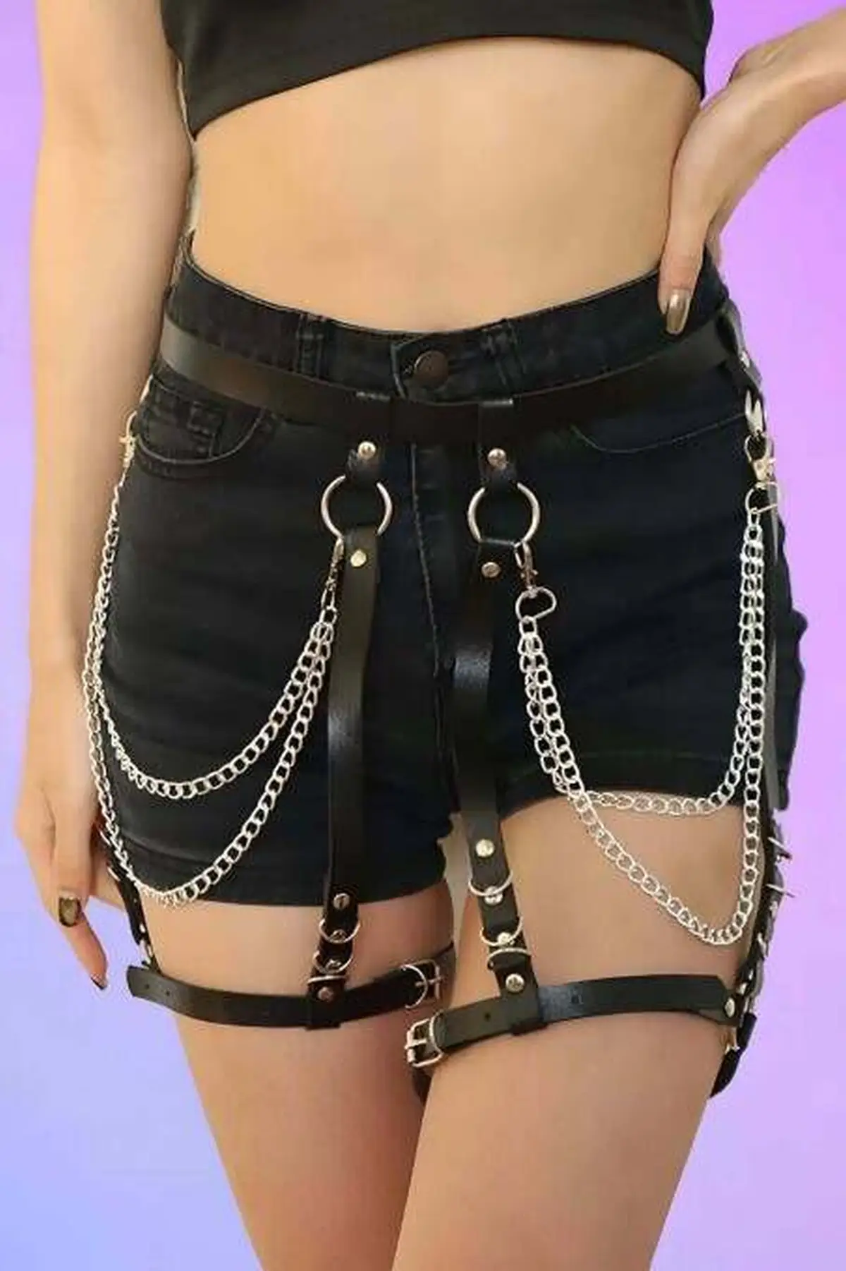 Chain-Detailed Sexy Garter Harness - SH958