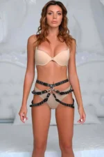 Siyah Deri Halka Detaylı Bel ve Basen Harness SH1037