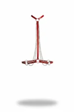 Red Women's Belt with Chain Detail, Shiny Leather Body Belt - SH10 - Image 2