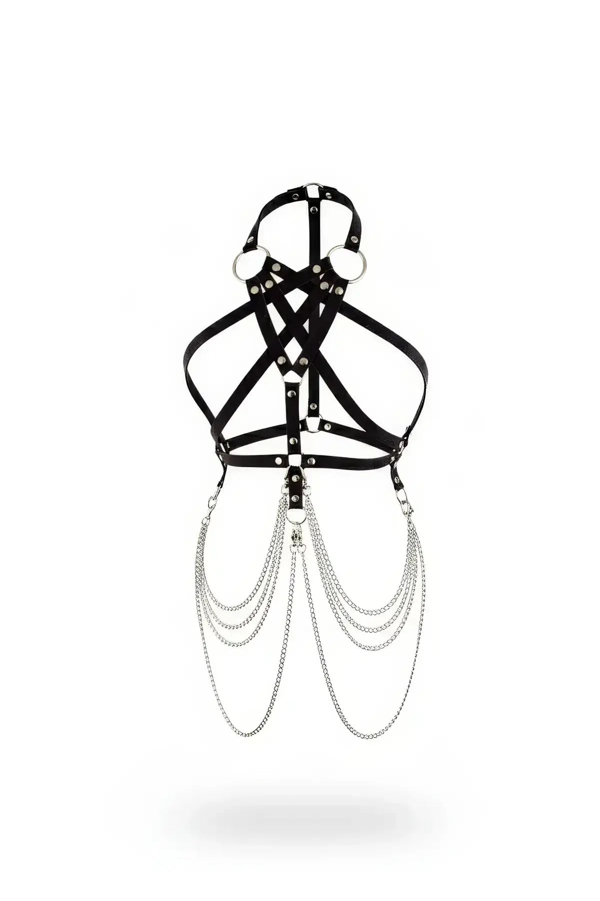 Black Women's Belt with Chain Detail Body Accessory - SH11