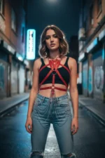 Red Women's Belt with Chain Detail Crossbody Accessory - SH11 - Image 2